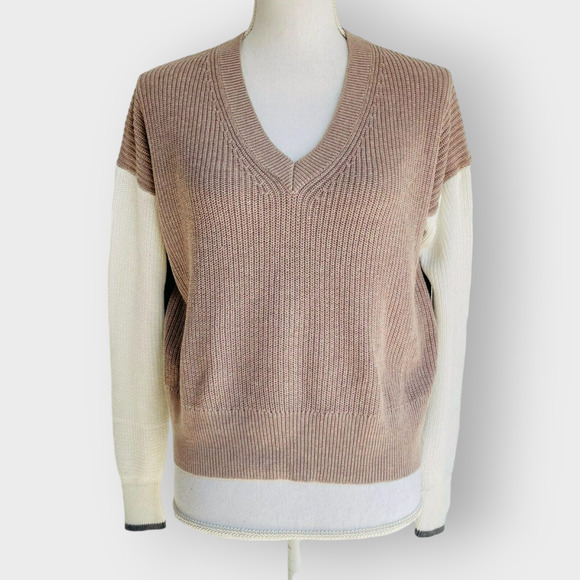 Splendid Collection Gemma Color Block Sweater Knit Heather Toast Size XS - Picture 1 of 8